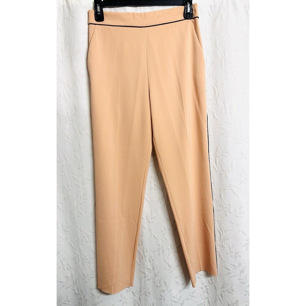 ETRO-Italy Women Tan-Coral Dressy Trousers Modern Flowing Straight Legs Sz 44
